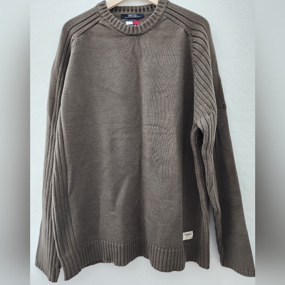 Men's Tommy Hilfiger 100% Cotton Sweater, Olive Green,XXL,Great Quality & Detail